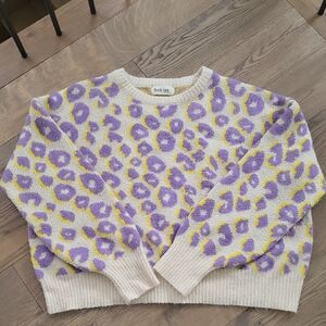 Women's Purple and Yellow Leopard Sweater